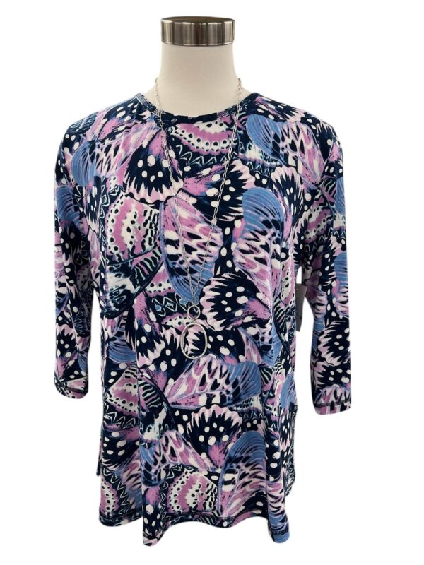 SOUTHERN LADY 3/4 SLEEVE BUTTERFLY PRINT TOP - Image 2