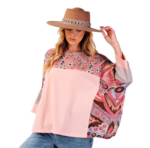 EASEL MIXED PRINT COTTON JERSEY TOP - Image 6