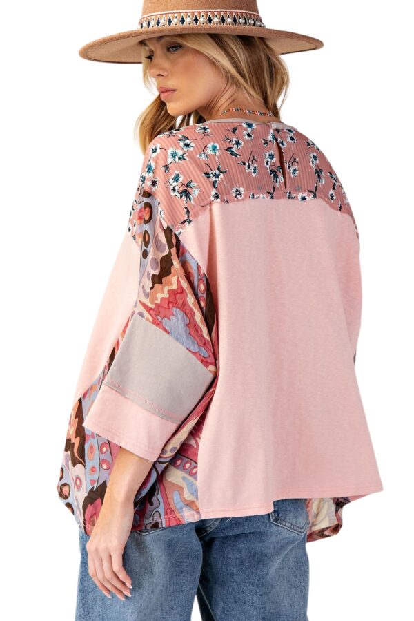 EASEL MIXED PRINT COTTON JERSEY TOP - Image 5