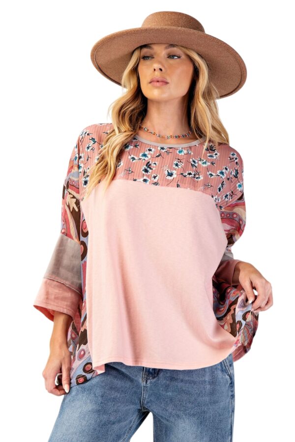 EASEL MIXED PRINT COTTON JERSEY TOP - Image 4