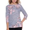 MULTIPLES 3/4 SLEEVE BATEAU NECK SIDE BUTTON TOP - Image 2