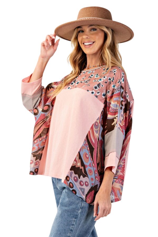 EASEL MIXED PRINT COTTON JERSEY TOP - Image 2
