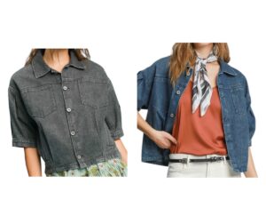 UMGEE PUFF SLEEVE MINERAL WASH DENIM JACKET