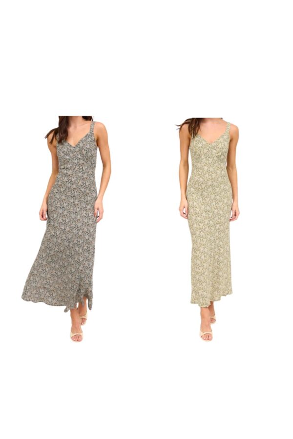 BLUPEPPER BIAS CUT FLORAL MIDI DRESS