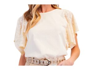 EASEL LACE SHORT SLEEVE COTTON TOP