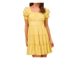 BLUPEPPER PUFF SLEEVE SQUARE NECK MINI DRESS