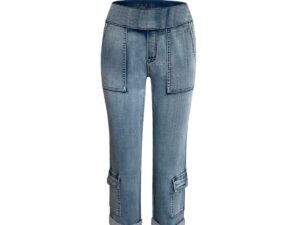 ETHYL PULL ON DENIM CARGO CAPRI
