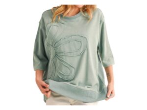 JODIFL MINERAL WASH FRENCH TERRY FLOWER TOP