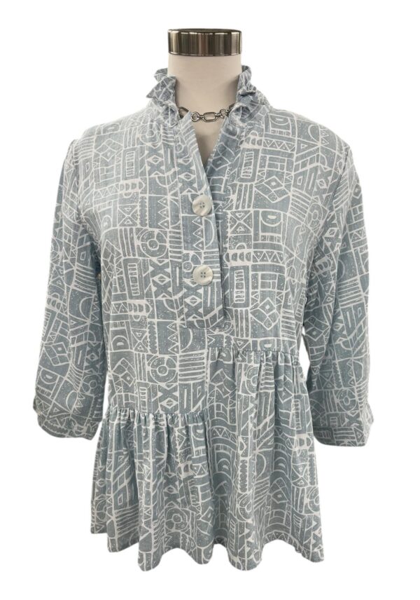 ETHYL GRAY/WHITE PEPLUM BLOUSE - Image 5