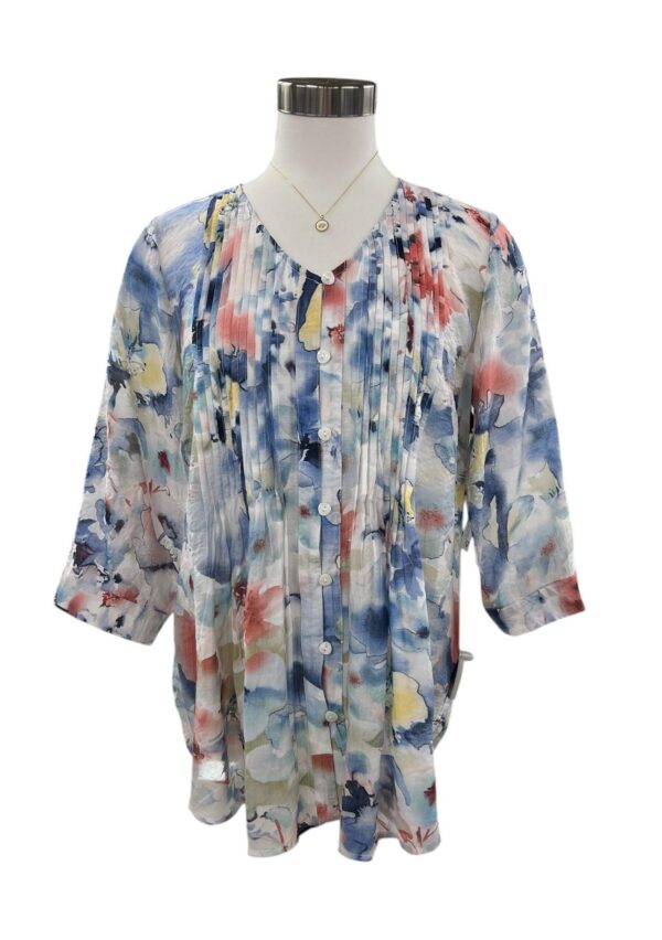 ETHYL PEACH FLORAL PLEAT FRONT BLOUSE - Image 5