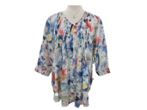 ETHYL PEACH FLORAL PLEAT FRONT BLOUSE