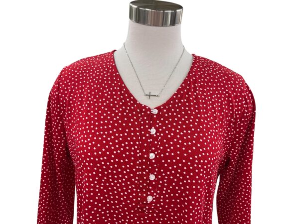 SOUTHERN LADY 3/4 SLEEVE V-NECK DOT PRINT TOP - Image 3