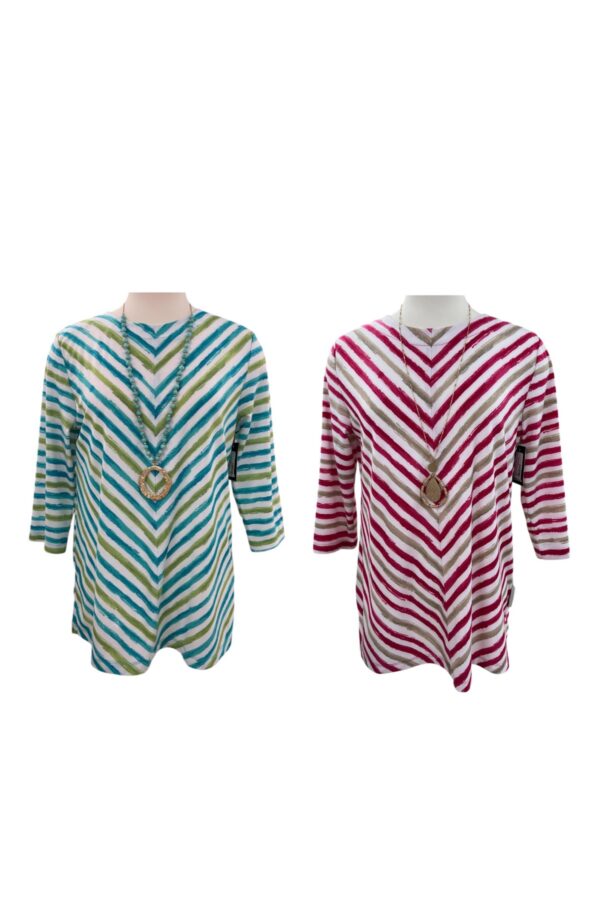 SOUTHERN LADY 3/4 SLEEVE CHEVRON STRIPE TOP