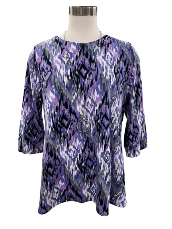 SOUTHERN LADY 3/4 SLEEVE GEO PRINT TOP - Image 3