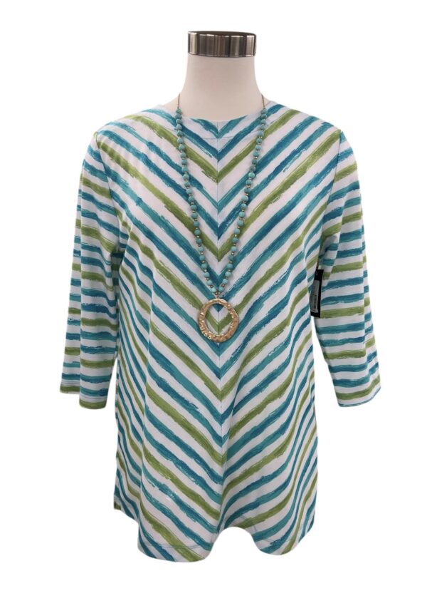 SOUTHERN LADY 3/4 SLEEVE CHEVRON STRIPE TOP - Image 5