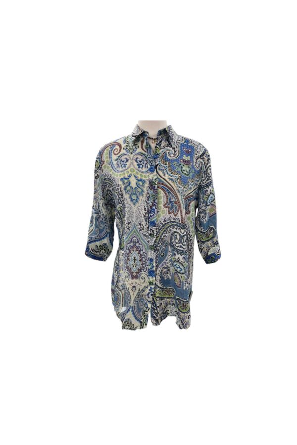ETHYL PAISLEY TOP WITH MULTIPLE BUTTONS