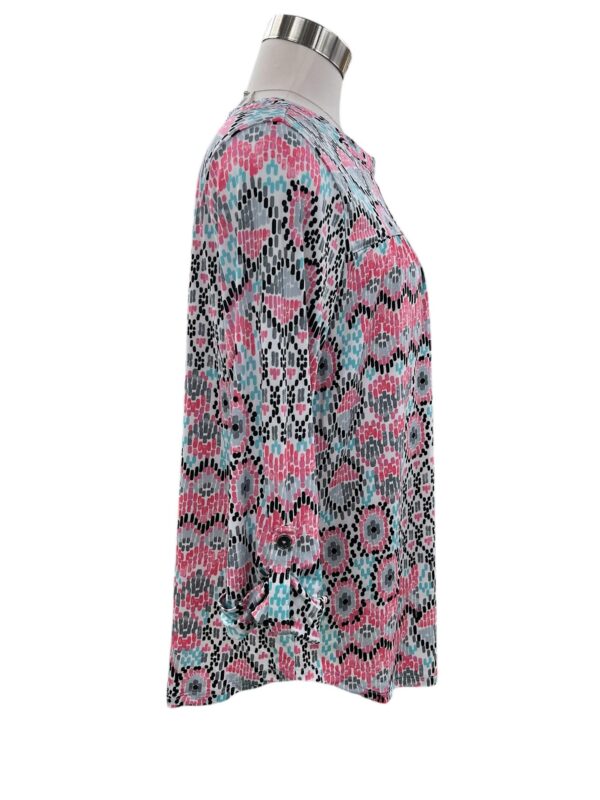 SOUTHERN LADY 3/4 SLEEVE NOTCH NECK PRINT TOP - Image 3