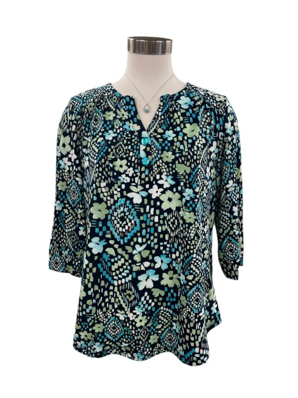 SOUTHERN LADY 3/4 SLEEVE FLORAL/GEO PRINT TOP - Image 5
