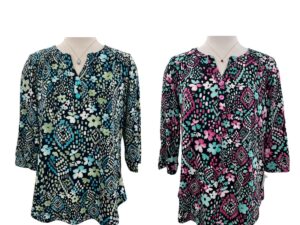 SOUTHERN LADY 3/4 SLEEVE FLORAL/GEO PRINT TOP