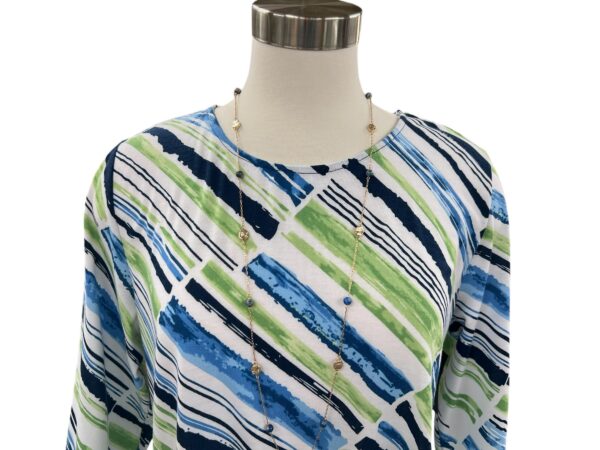 SOUTHERN LADY 3/4 SLEEVE ANGLE STRIPE TOP - Image 2