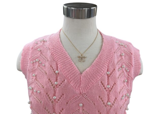BIBI PEARL EMBELLISHED SWEATER VEST - Image 2