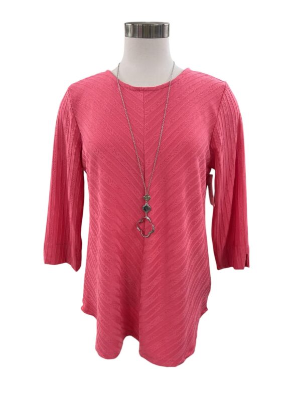 SOUTHERN LADY 3/4 SLEEVE CHEVRON KNIT TOP - Image 2