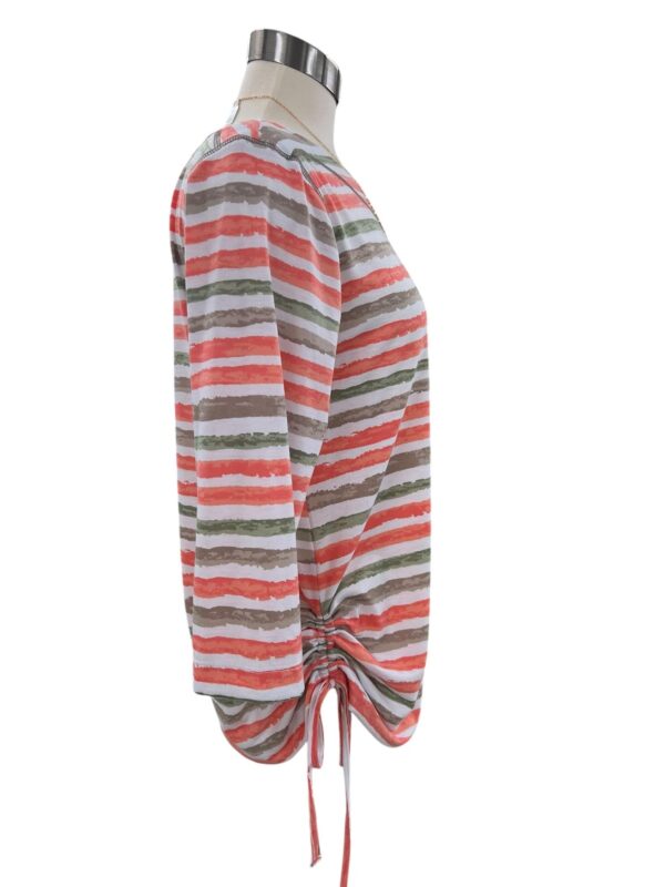 SOUTHERN LADY 3/4 SLEEVE SIDE RUCHED STRIPE TOP - Image 3