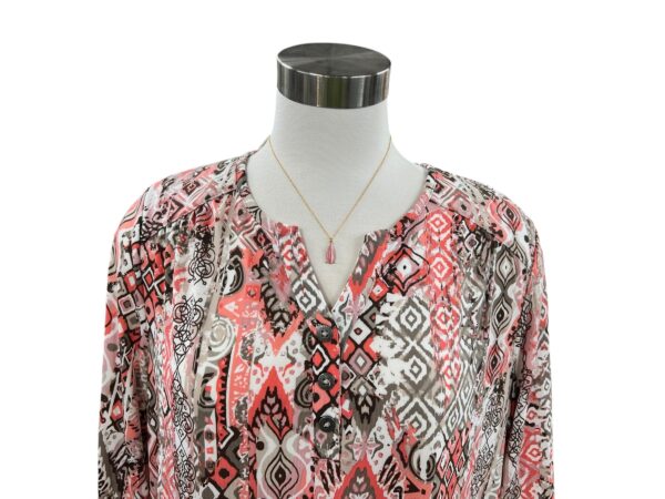 SOUTHERN LADY 3/4 SLEEVE NOTCH NECK PRINT TOP - Image 2