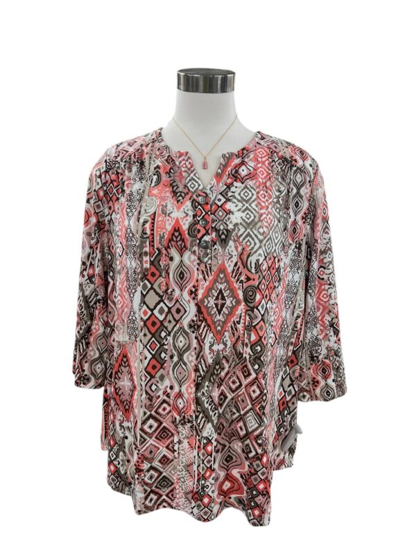 SOUTHERN LADY 3/4 SLEEVE NOTCH NECK PRINT TOP - Image 3