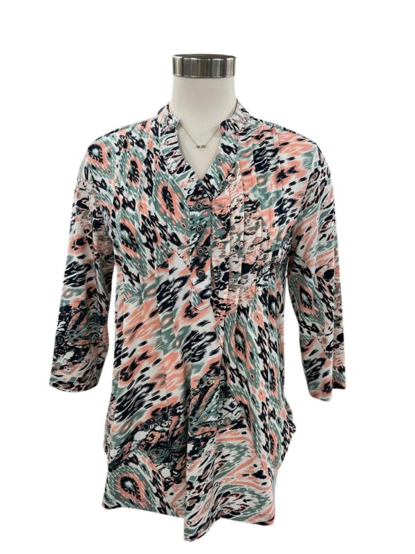 SOUTHERN LADY 3/4 SLEEVE NOTCH NECK PRINT TOP - Image 3