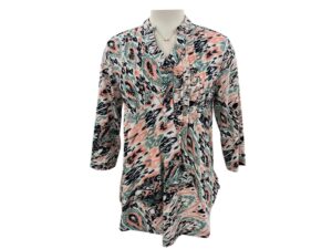 SOUTHERN LADY 3/4 SLEEVE NOTCH NECK PRINT TOP