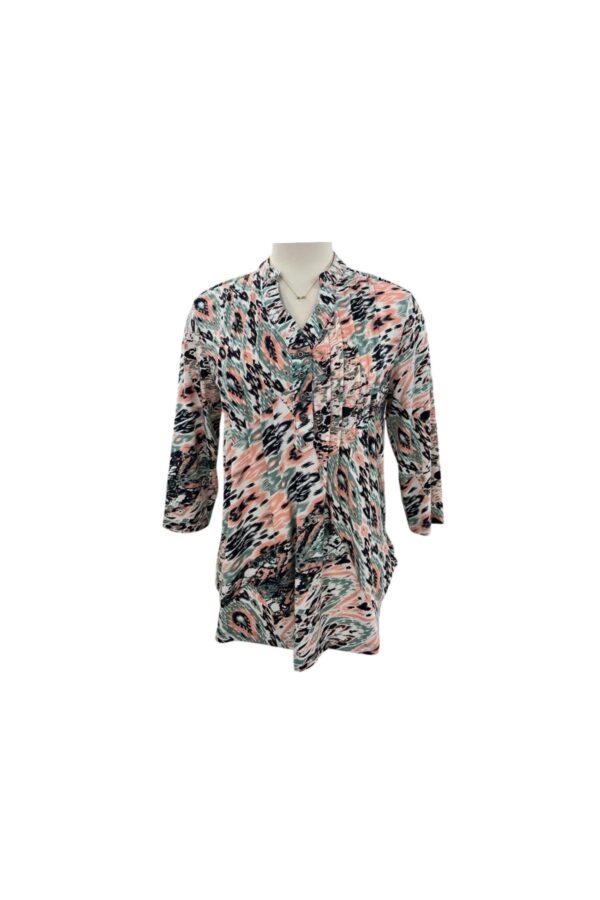 SOUTHERN LADY 3/4 SLEEVE NOTCH NECK PRINT TOP