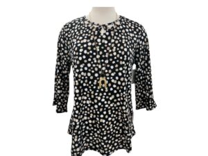 SOUTHERN LADY 3/4 SLEEVE POLKA DOT PRINT TOP