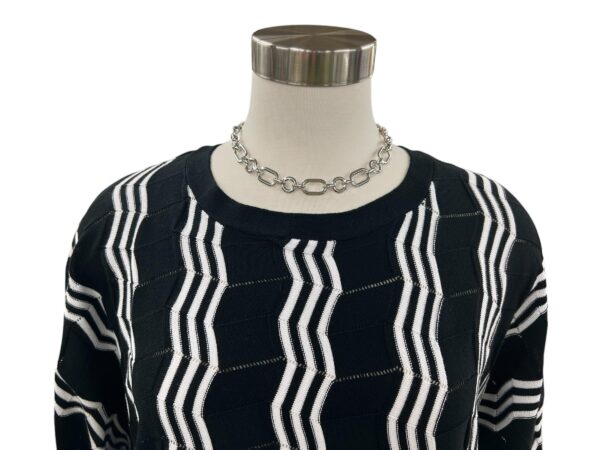 SOUTHERN LADY DOLMAN SLEEVE ZIGZAG STRIPE SWEATER - Image 4