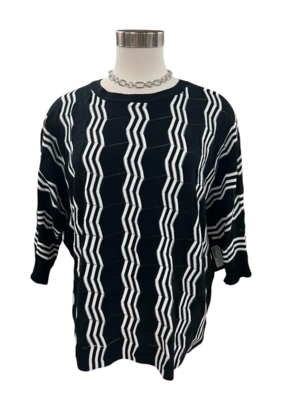 SOUTHERN LADY DOLMAN SLEEVE ZIGZAG STRIPE SWEATER - Image 2