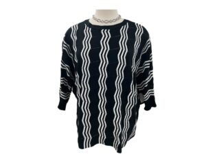 SOUTHERN LADY DOLMAN SLEEVE ZIGZAG STRIPE SWEATER