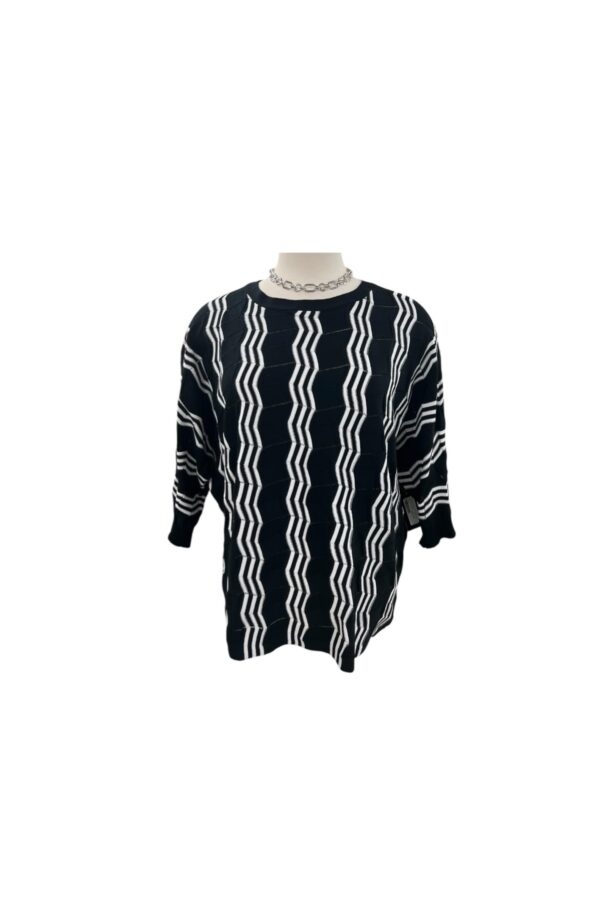 SOUTHERN LADY DOLMAN SLEEVE ZIGZAG STRIPE SWEATER
