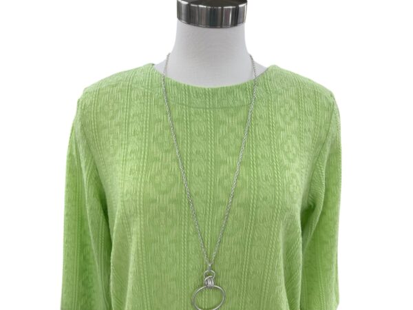 SOUTHERN LADY 3/4 SLEEVE SIDE RUCHE TEXT KNIT TOP - Image 2