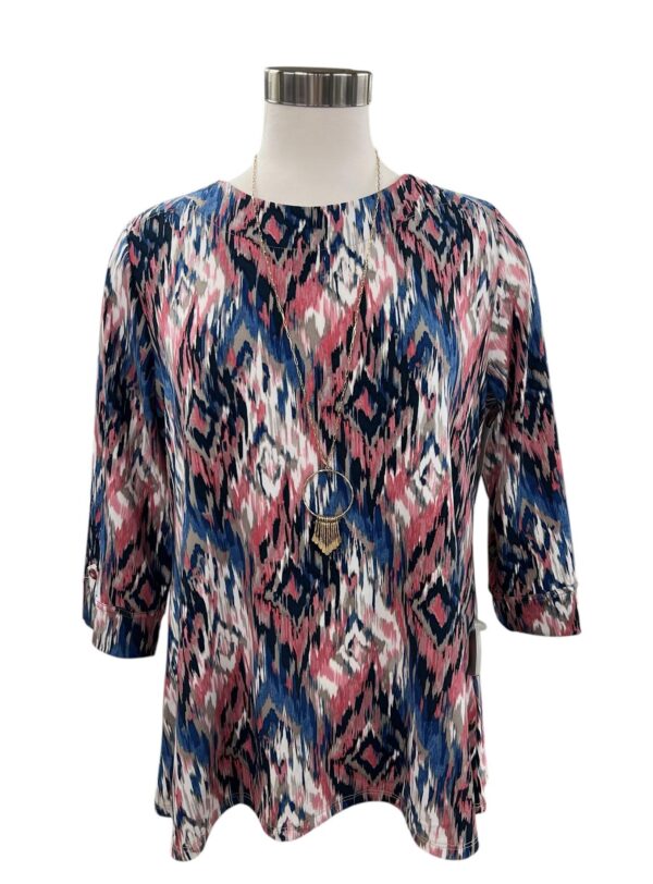 SOUTHERN LADY 3/4 SLEEVE GEO PRINT TOP - Image 7