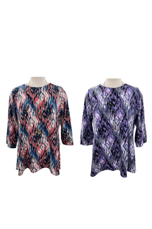 SOUTHERN LADY 3/4 SLEEVE GEO PRINT TOP