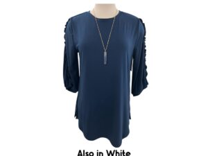 SOUTHERN LADY 3/4 RUFFLE TRIM SLEEVE TOP