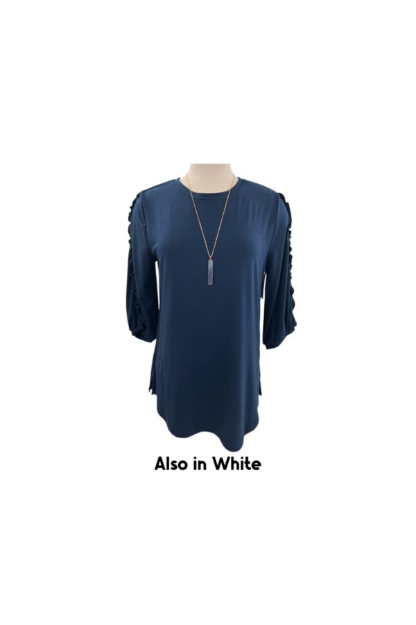 SOUTHERN LADY 3/4 RUFFLE TRIM SLEEVE TOP