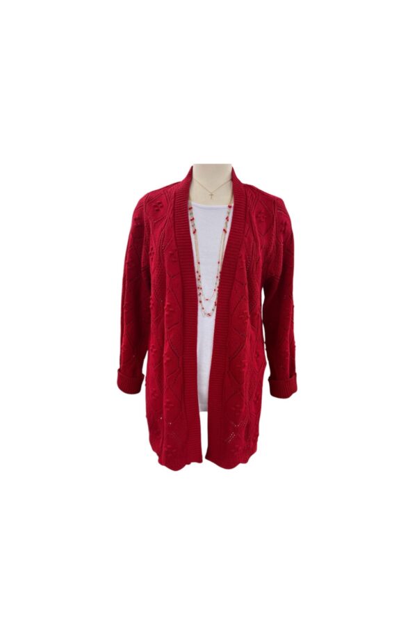 SOUTHERN LADY SCALLOP HEM OPEN CARDIGAN SWEATER