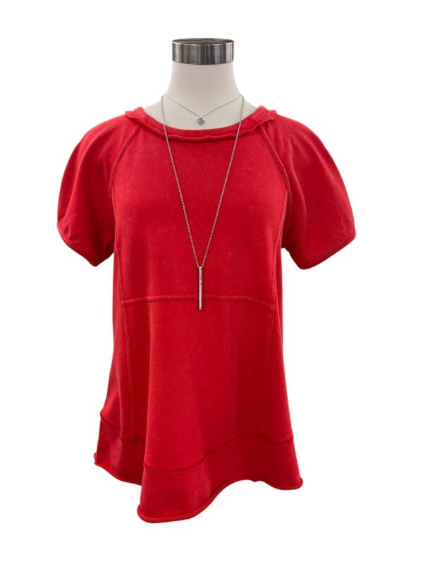 JODIFL FRENCH TERRY RAW SEAM PUFF SLEEVE TOP - Image 3
