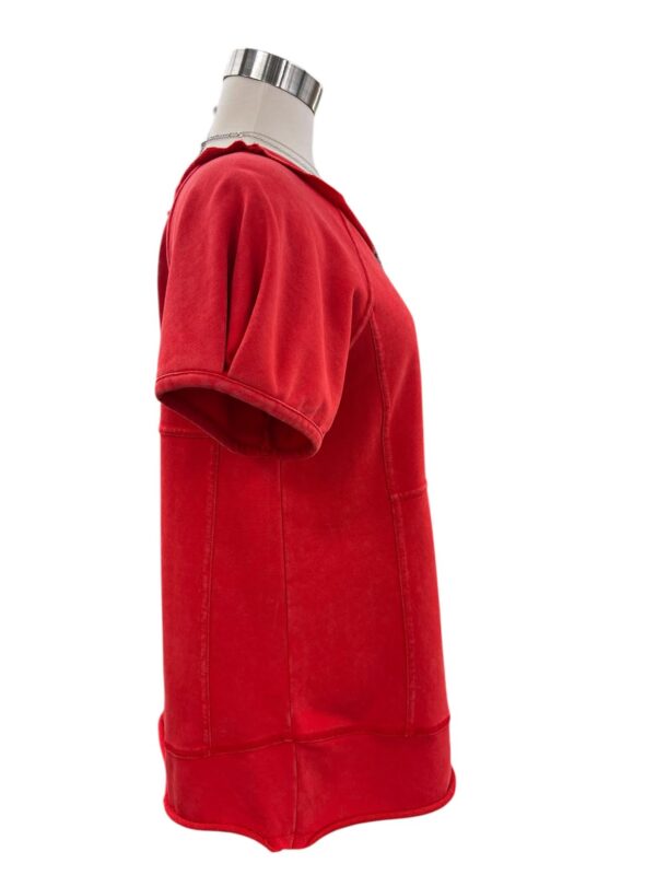 JODIFL FRENCH TERRY RAW SEAM PUFF SLEEVE TOP - Image 2