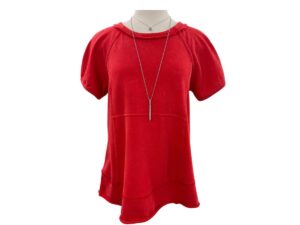 JODIFL FRENCH TERRY RAW SEAM PUFF SLEEVE TOP