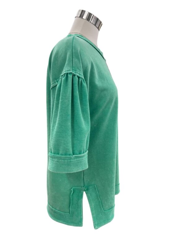 JODIFL FRENCH TERRY RAW SEAM PUFF SLEEVE TOP - Image 3