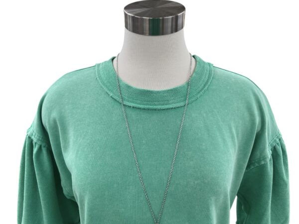 JODIFL FRENCH TERRY RAW SEAM PUFF SLEEVE TOP - Image 2