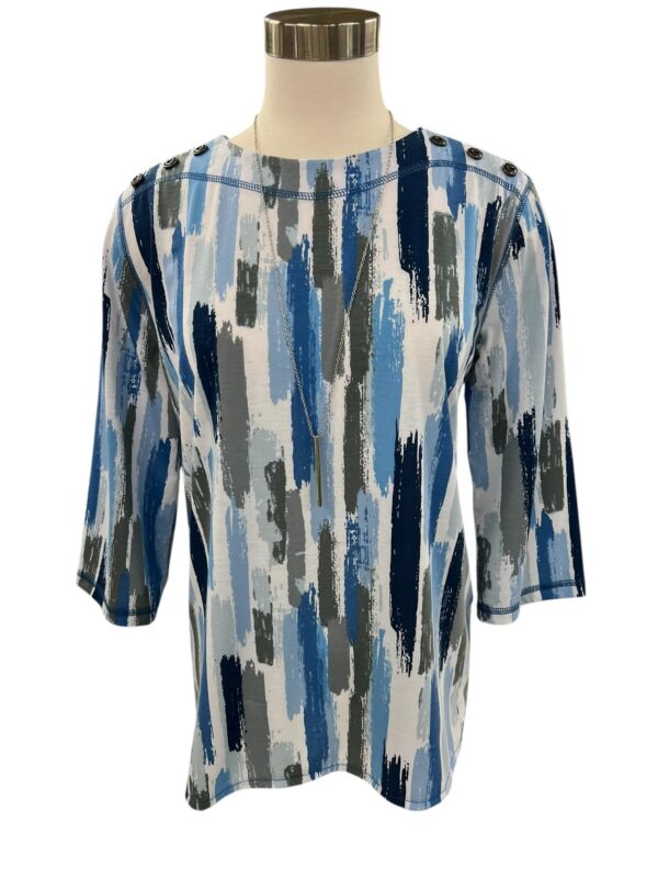 SOUTHERN LADY 3/4 SLEEVE BRUSH STROKE PRINT TOP - Image 2