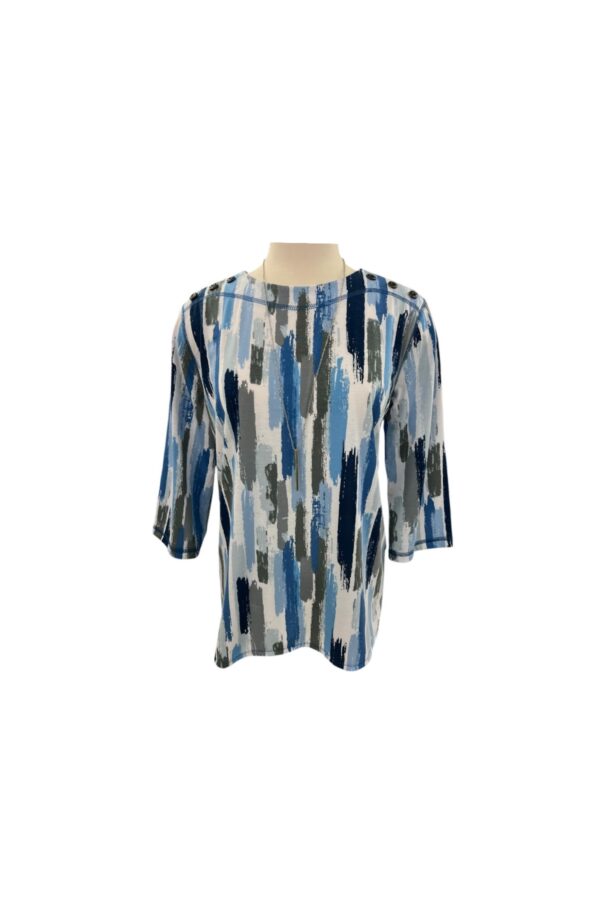 SOUTHERN LADY 3/4 SLEEVE BRUSH STROKE PRINT TOP